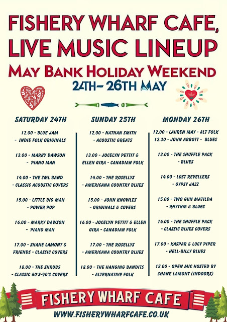 Poster advert for Boxmoor Canal festival listing all band timings